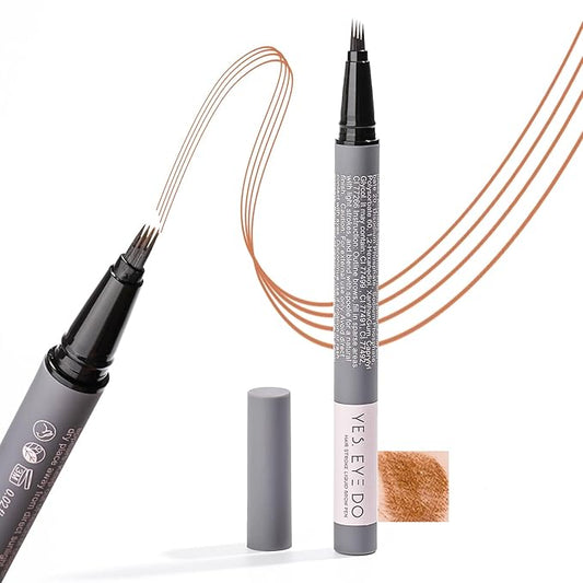 Strawberry Blonde Eyebrow Pencil with 4-Prong Micro-Fork Tip, Ultre Precise Gold Eyebrow Pen for Blonde/Red Hair, 24H Long Wear YES.EYE DO (Soft Gold-Blonde)-Velvo Beauty