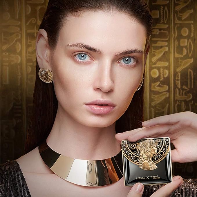 ZEESEA Pressed Powder The British Museum Egypt Series Long Lasting Oil Control Facial Finishing Brighten Setting Powder Multi-use Foundation (#00 Light Beige)-Velvo Beauty