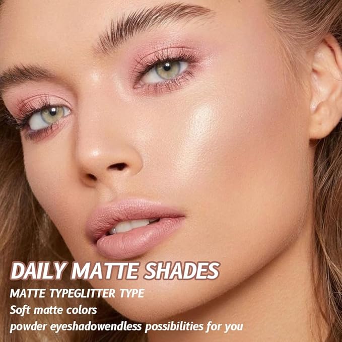 Single Mini Pressed Eyeshadow Makeup Palette, Nude Pink Sparkle Shimmer Glitter Monochrome Cream Eye shadows Palette Brightener Makeup for Older Women, Pigmented Waterproof 01#-Velvo Beauty