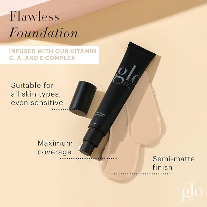 Glo Skin Beauty Satin Cream Foundation Makeup for Face, Natural Fair - Full Coverage, Semi Matte Finish, Conceal Blemishes & Even Skin Tone-Velvo Beauty