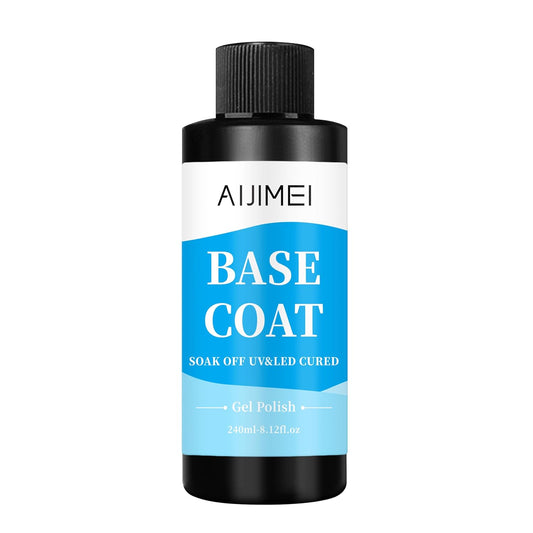 AIJIMEI 240ml Base Coat Quick Dry Gel BaseCoat for Nails Gel Nail Polish Base Coat for Home DIY LongLasting 8 Fl Oz-Velvo Beauty