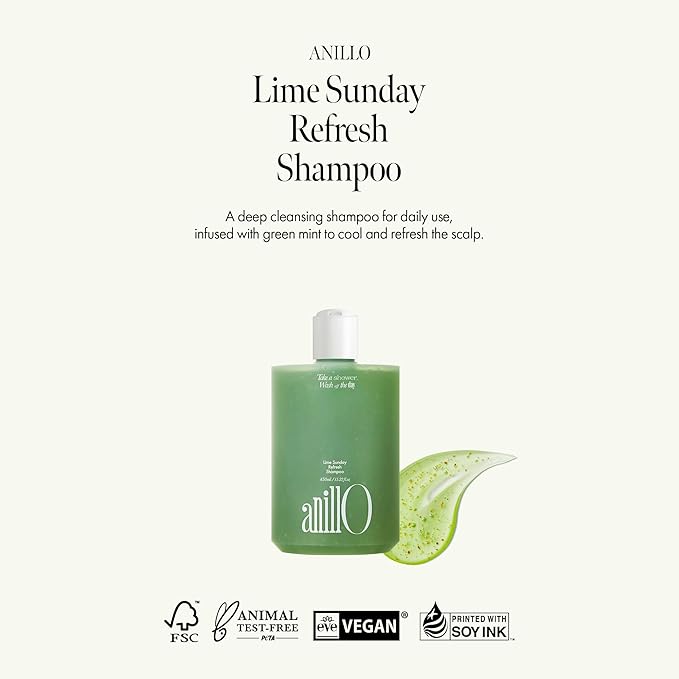 Lime Sunday Refresh Shampoo with Vitamin C, Korean Jeju Tangerine, Mint & Almond Powder for Oily Scalp Care – Exfoliating, Deep Cleansing, Lime Citrus Scent, Silicone & Paraben-Free (15.22 fl.oz)-Velvo Beauty