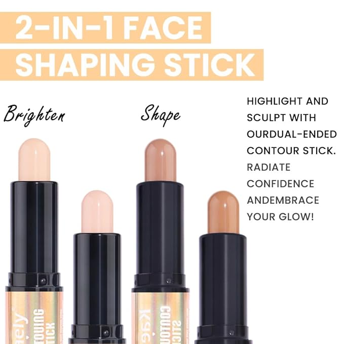 evpct 2in1 Face Shaping & Contouring Stick Cream Contour Concealer Bronzer Stick Makeup Kit for Face Highlighter Makeup Stick contorno maquillaje de maquillaje, ORIGINAL Light + ORIGINAL Medium-Velvo Beauty