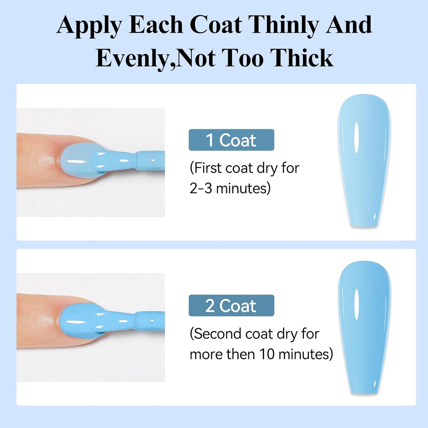 Blue Nail Polish Quick Dry Pastel Nail Lacquer Sheer Color, Light Blue Regular Fast Dry Fingernail Polish Bulk Non Gel Long-Lasting DIY Salon Gift For Women-Velvo Beauty