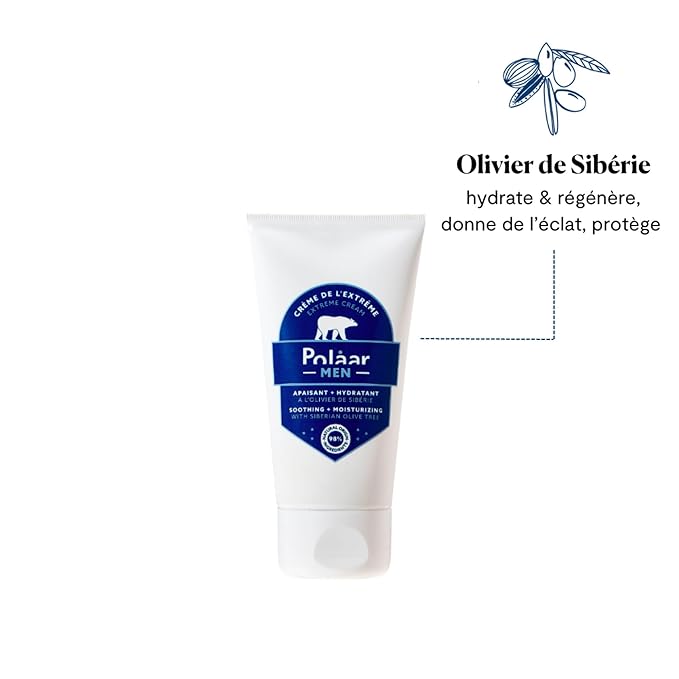 Polåar Men - Set for Men’s Skin Care - Moisturizing Cream with Siberian Olive + Shower Gel with Arctic Lichen - 2 Face, Body and Hair Treatments - Vegan, Curelty Free, Made in France-Velvo Beauty