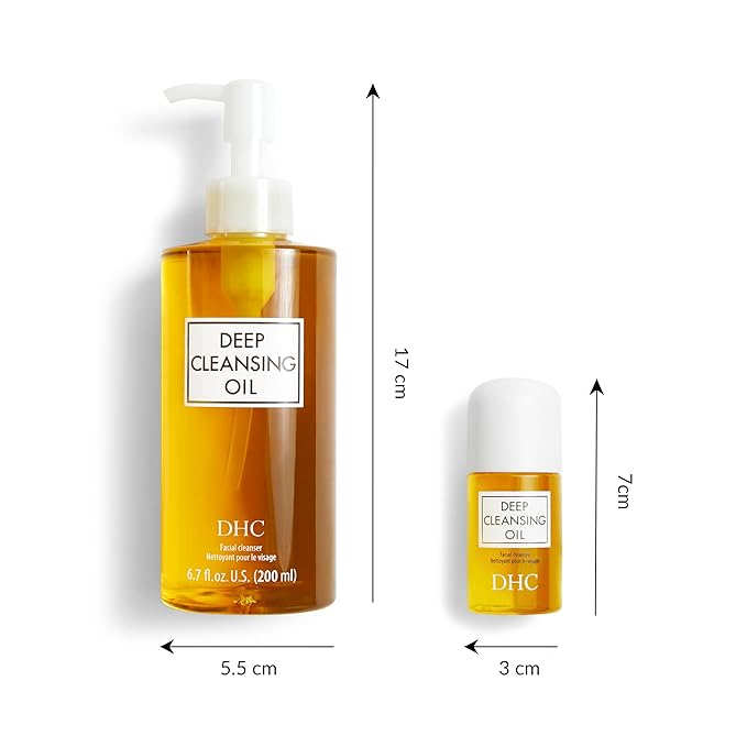 DHC Deep Cleansing Oil and Travel Size, Facial Cleansing Oil, Makeup Remover, Cleanses without Clogging Pores, Residue-Free, Fragrance and Colorant Free, For All Skin Types, 6.7 oz and 1 oz-Velvo Beauty