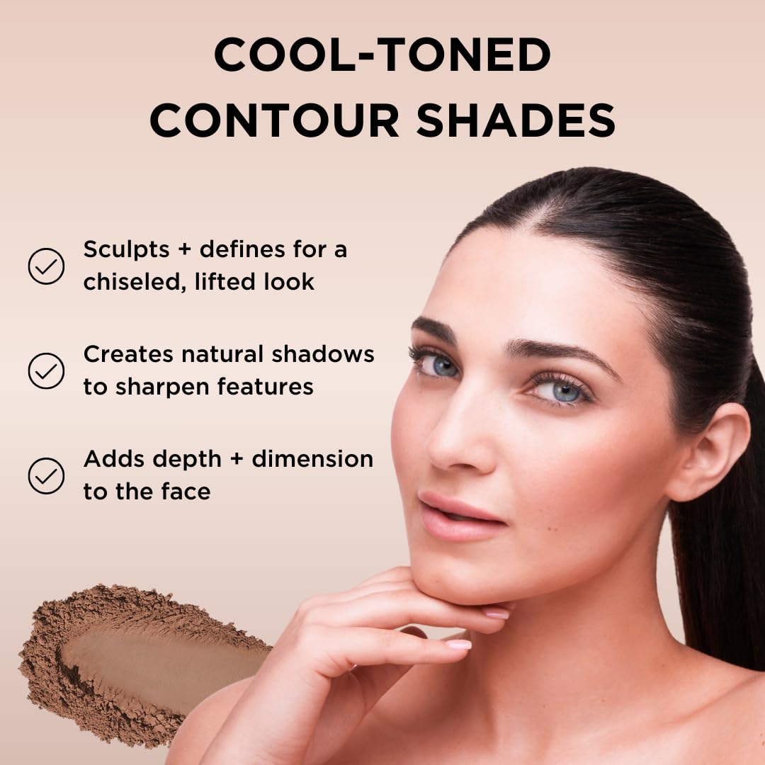 HALEYS Re-sculpt Smoothing Contour Powder (Dark) Lightweight, Non-Caking, Nourishing & Skin-Softening, Infused with Shea Butter & Chamomile Flower Water to Soothe Skin-Velvo Beauty