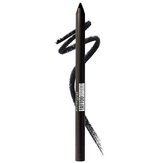 Maybelline TattooStudio Long-Lasting Sharpenable Eyeliner Pencil, Glide on Smooth Gel Pigments with 36 Hour Wear, Waterproof, Deep Onyx, 1 Count-Velvo Beauty