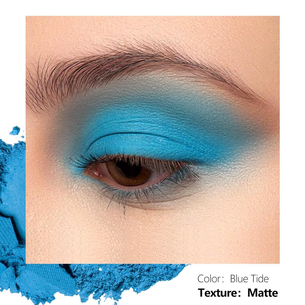Matte Eyeshadow Sky Blue Soft Matte Finish, Single Magnetic Pan for DIY Makeup Palette, Smooth Powder, Long Lasting and Buildable (Blue Tide)-Velvo Beauty