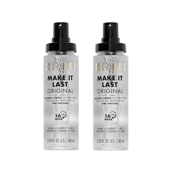 Milani Make It Last Original - Natural Finish Setting SPray - 3-in-1 Setting Spray and Primer- Prime + Correct + Set - Makeup Finishing Spray and Primer - Long Lasting Makeup Primer and Spray - 2 Pack-Velvo Beauty