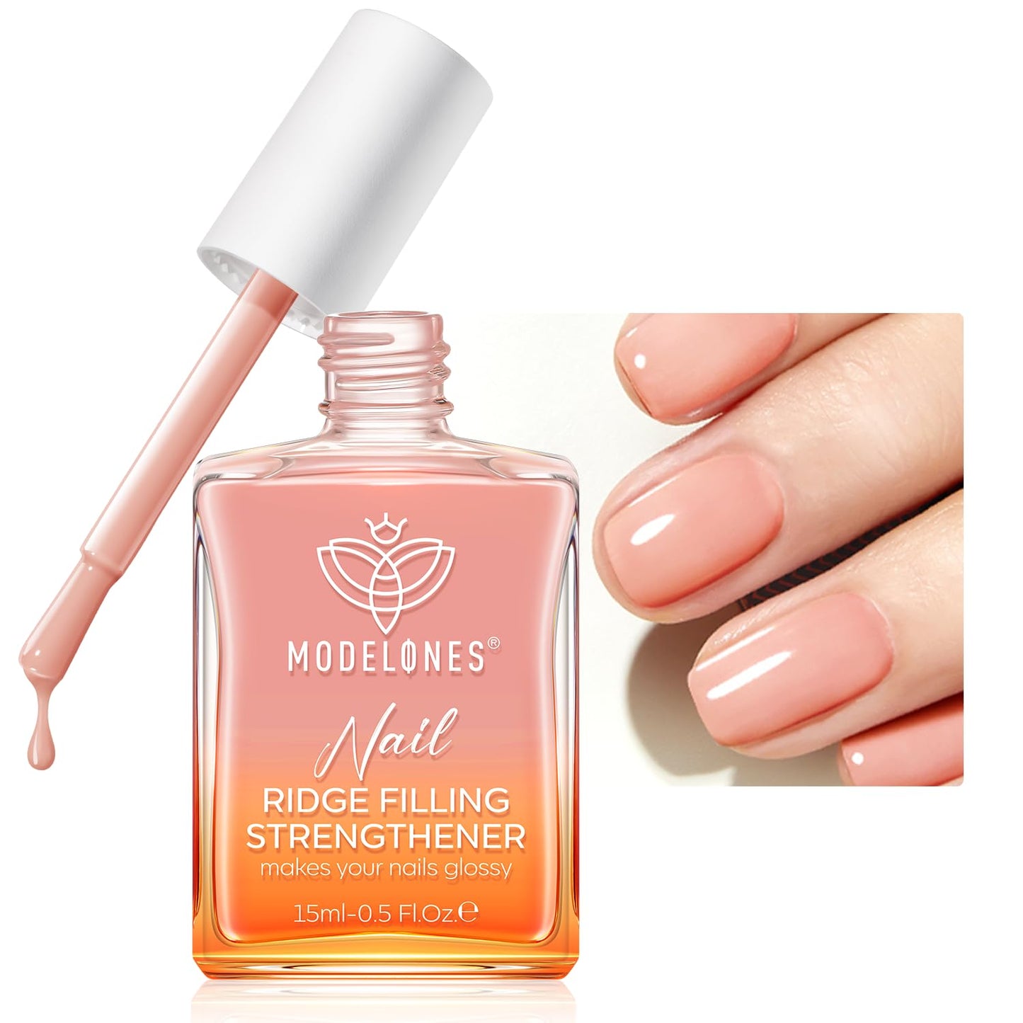 modelones Nail Strengthener and Growth Nail Hardener Extra Strong and Growth Nude Nail Polish Nail Repair for Damaged Nails Strengthening Polish Ridge Filler for Nails 15ml-Velvo Beauty
