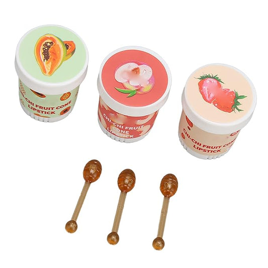 Lip Care Balm, Ice Cream Shape 3 Scent Lip Balm Pot Refreshing for Daily Care-Velvo Beauty