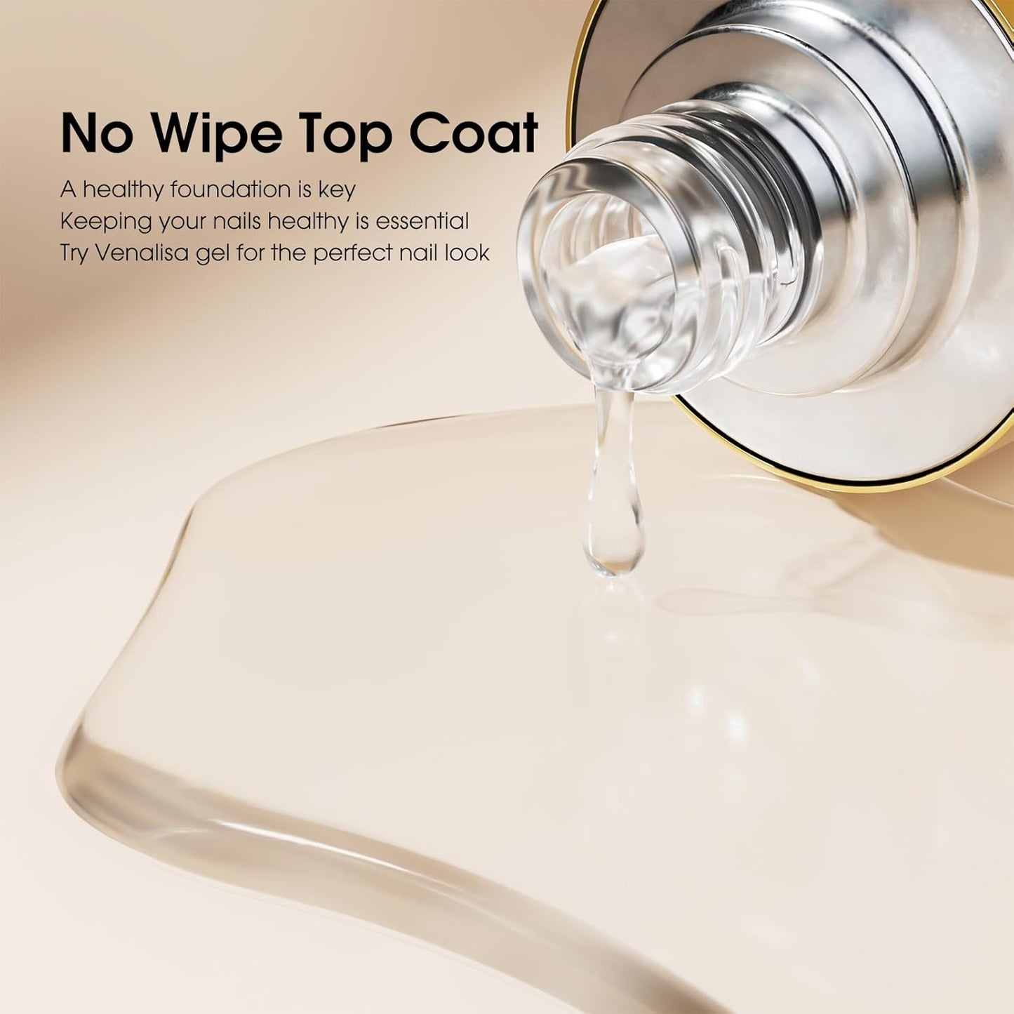 VENALISA 2 Pcs No Wipe Gel Top Coat Set- High Gloss Shiny Long Lasting Top Coat Clear Gel Nail Polish Kit, Soak Off Nail Art Home and Professional Manicure-Velvo Beauty