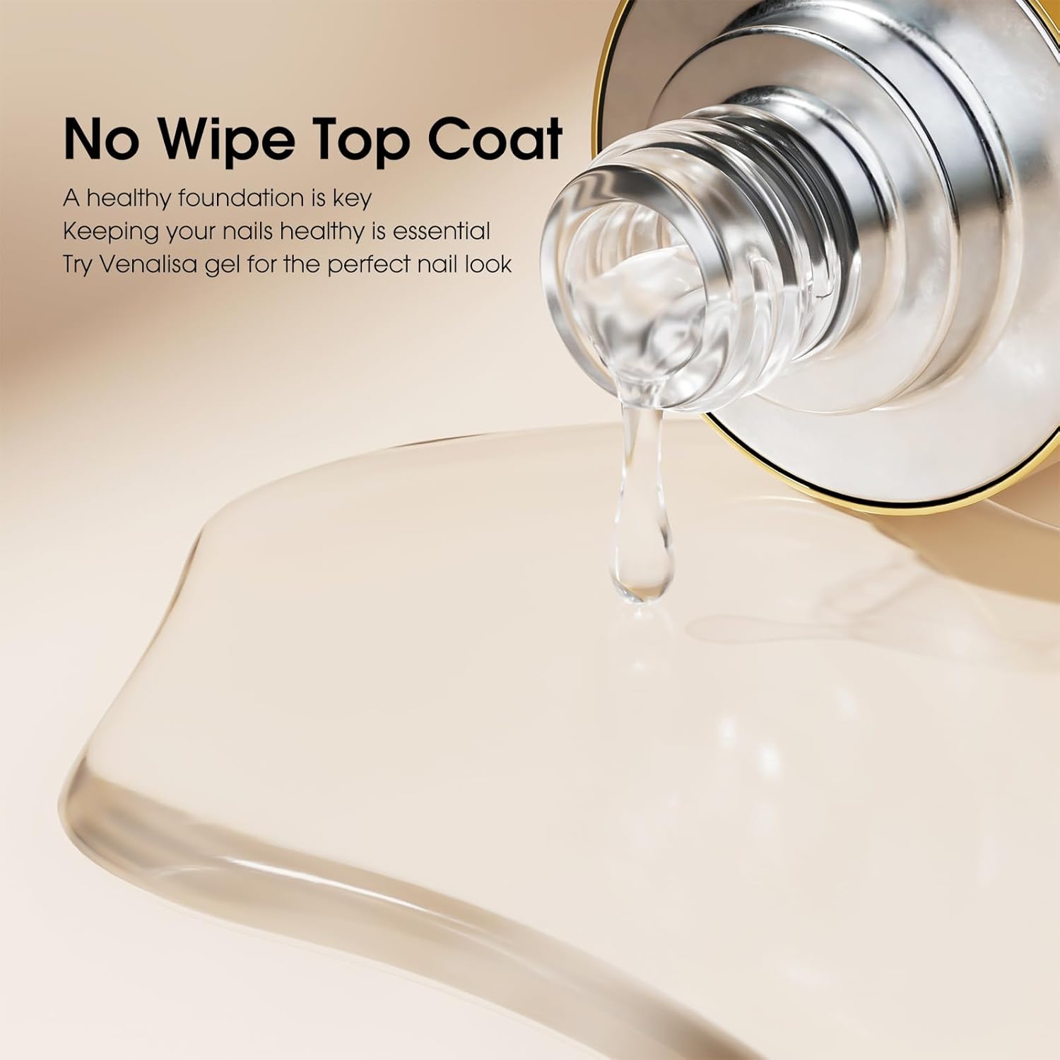 VENALISA 2 Pcs No Wipe Gel Top Coat Set- High Gloss Shiny Long Lasting Top Coat Clear Gel Nail Polish Kit, Soak Off Nail Art Home and Professional Manicure-Velvo Beauty