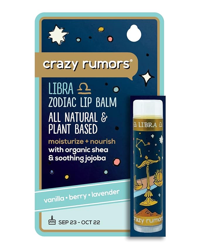 Crazy Rumors Libra Zodiac All Natural, Plant Based Lip Balm to Moisturize and Nourish your Lips - Air Blend-Velvo Beauty