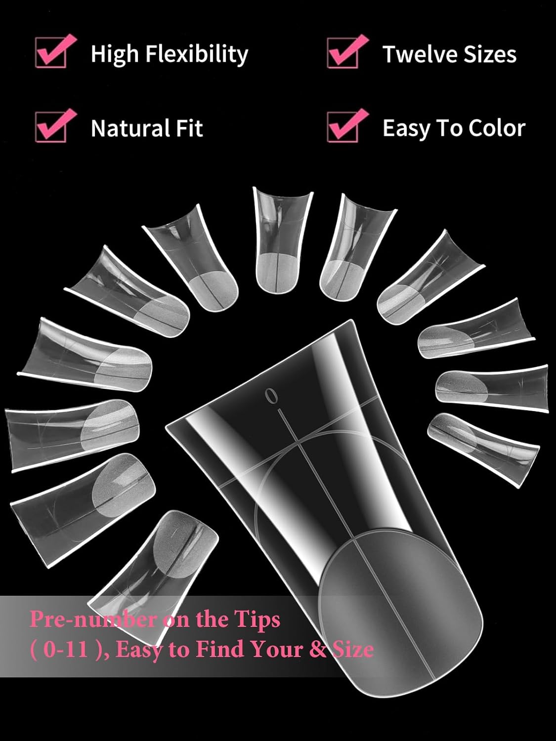 EBANKU Duck Nail Dual Forms for Poly Nail Extension, 120PCS Medium Length Duck Nail Tips Reusable Full Cover French Tip Molds for Builder Gel Nail Art Design Salon&DIY, 12 Sizes-Velvo Beauty