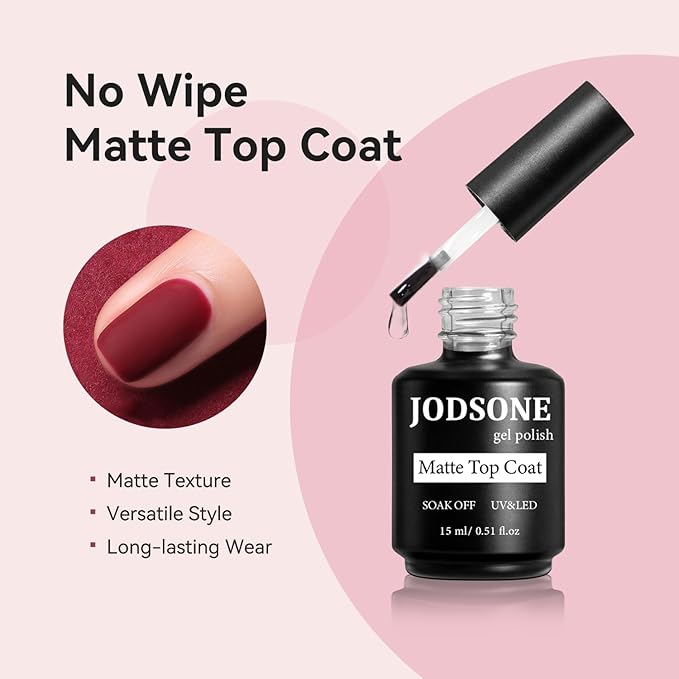 JODSONE 3 Bottles of Top Coat Matte Top Coat Base Coat Set Soak off Salon Use Home DIY Nail Gel-Velvo Beauty