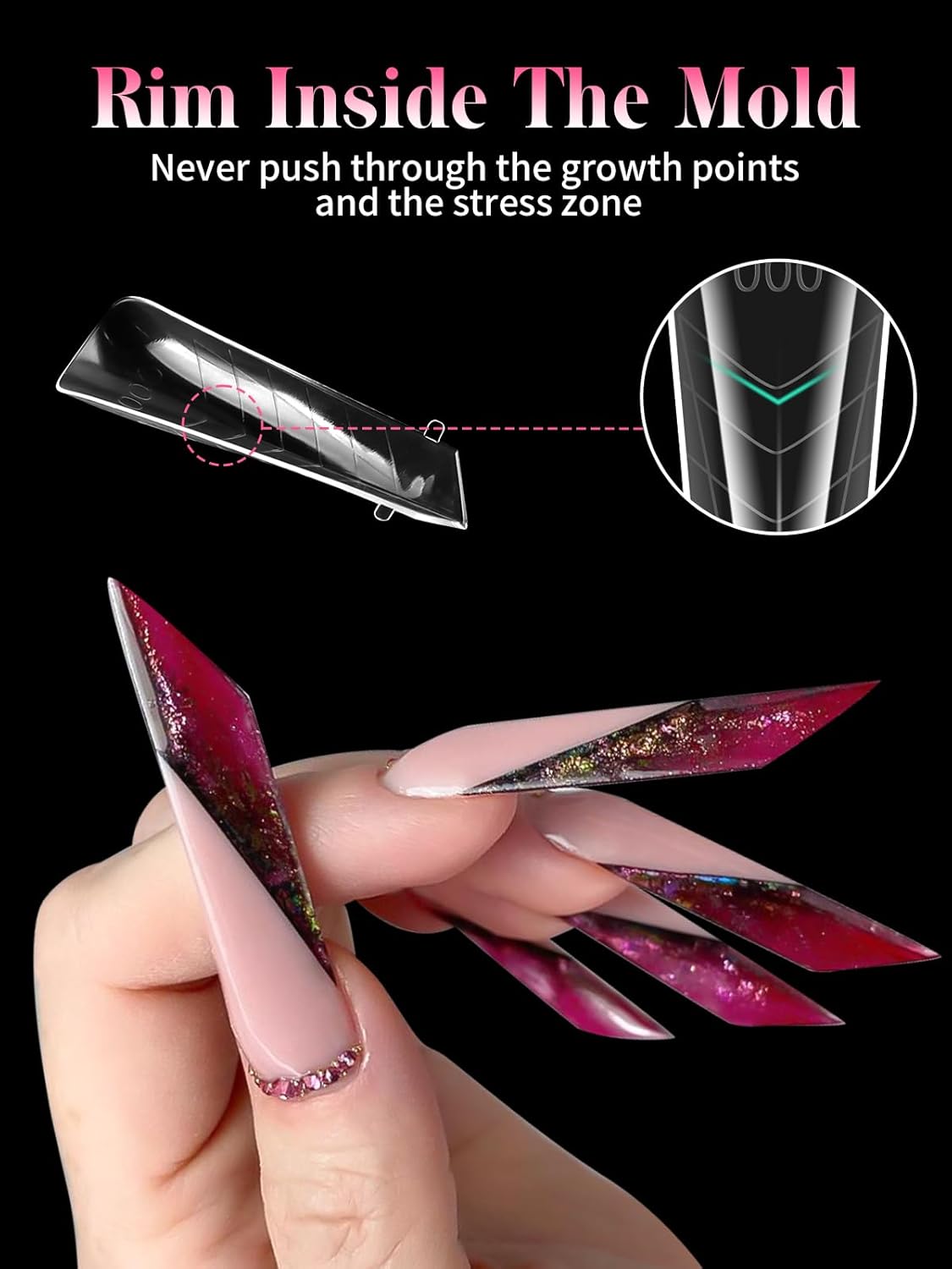 EBANKU Dual Nail Forms for Poly Extension Gel, 150 PCS Clear Claw Nail Molds Reusable 15 Sizes Nail Extension Forms for Builder Gel Manicure Design Salon DIY-Velvo Beauty