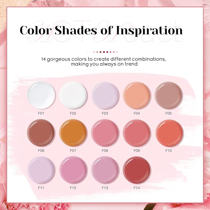 JEWHITENY 14 PCS Poly Nail Gel Kit Poly Extension Gel Kit Starter Kit With Slip Solution Professional Extension Set With LED Lamp Nail Art Design Beginner All In One-Velvo Beauty