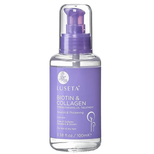 L LUSETA Biotin Hair Growth Serum with Collagen, Hair Oil for Thin and Damage Hair Growth Oil, Biotin growth serum for Frizzy & Damaged hair, Thickening and Healthier Scalp for Men & Women 3.38 Fl Oz-Velvo Beauty