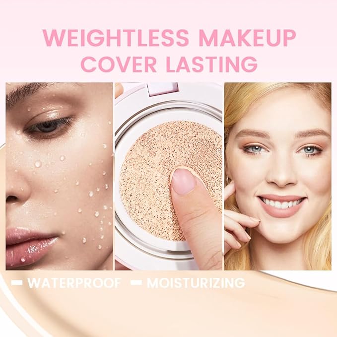 Nuder Cushion Foundation,Natural Beige for Light With Neutral Skin Tone,Long-Lasting,Lightweight,Flawless Coverage,Dewy Finish,Concealing Blemishes and Under-eye Bags for All Skin Types-Velvo Beauty