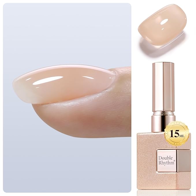 Double Rhythm Clear Gel Nail Polish 15ml Nail Strengthener in a Bottle Nail Extension Hard Gel Soak Off Long Lasting UV Gel (Pastel Nude 8 in 1-8)-Velvo Beauty