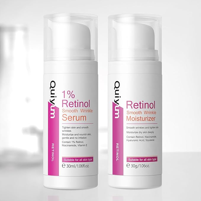 Anti Aging Skin Care Set, 1% Retinol Dark Spot Remover for Face with Face Serum & Moisturizer, Travel Size Skincare Set for Women, Reduce Wrinkles, Firm & Hydrate for All Skin Types-Velvo Beauty