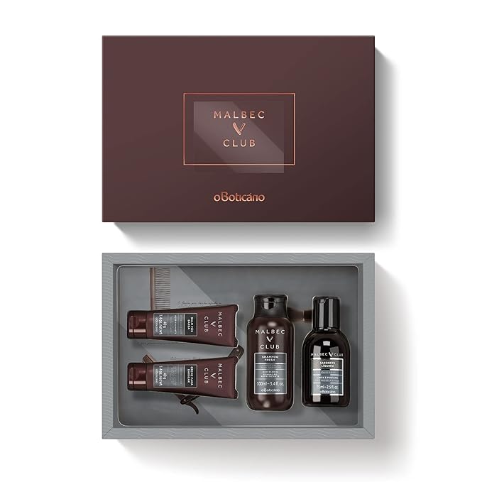 Malbec Mini Travel or Gift Set for Men. Limited Edition Set of Men’s Travel-Size Body Care Essentials in a Signature O Boticário Gift Box. Set of 4 Minis-Velvo Beauty