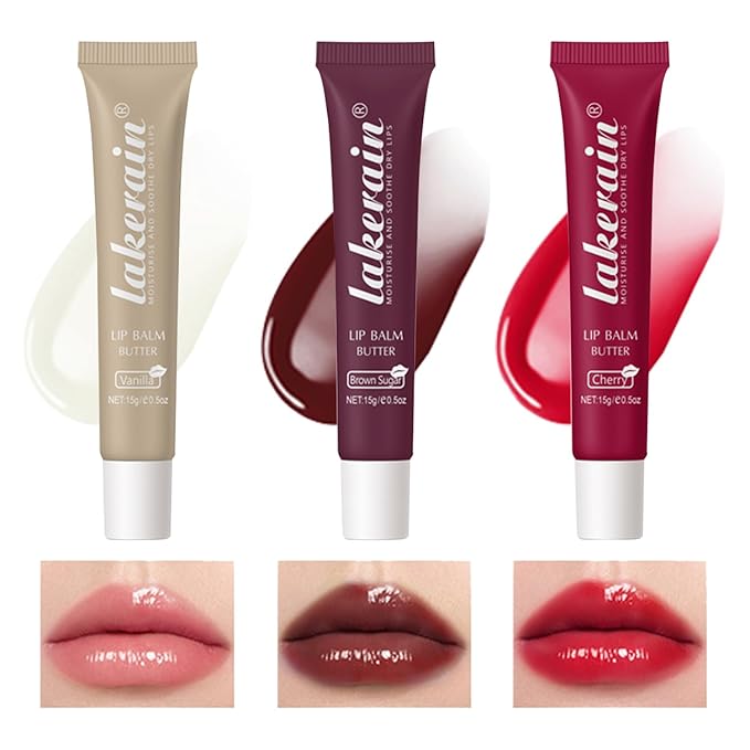 Lip Butter Balm for Dry Cracked Lips,Moisturizing and Hydrating Lip Butter Balm Set,Day and Night Hydrating Lip Mask,Nourishing Lip Care 100% Vegan… (135# Vanilla+Brown Sugar+Cherry)-Velvo Beauty
