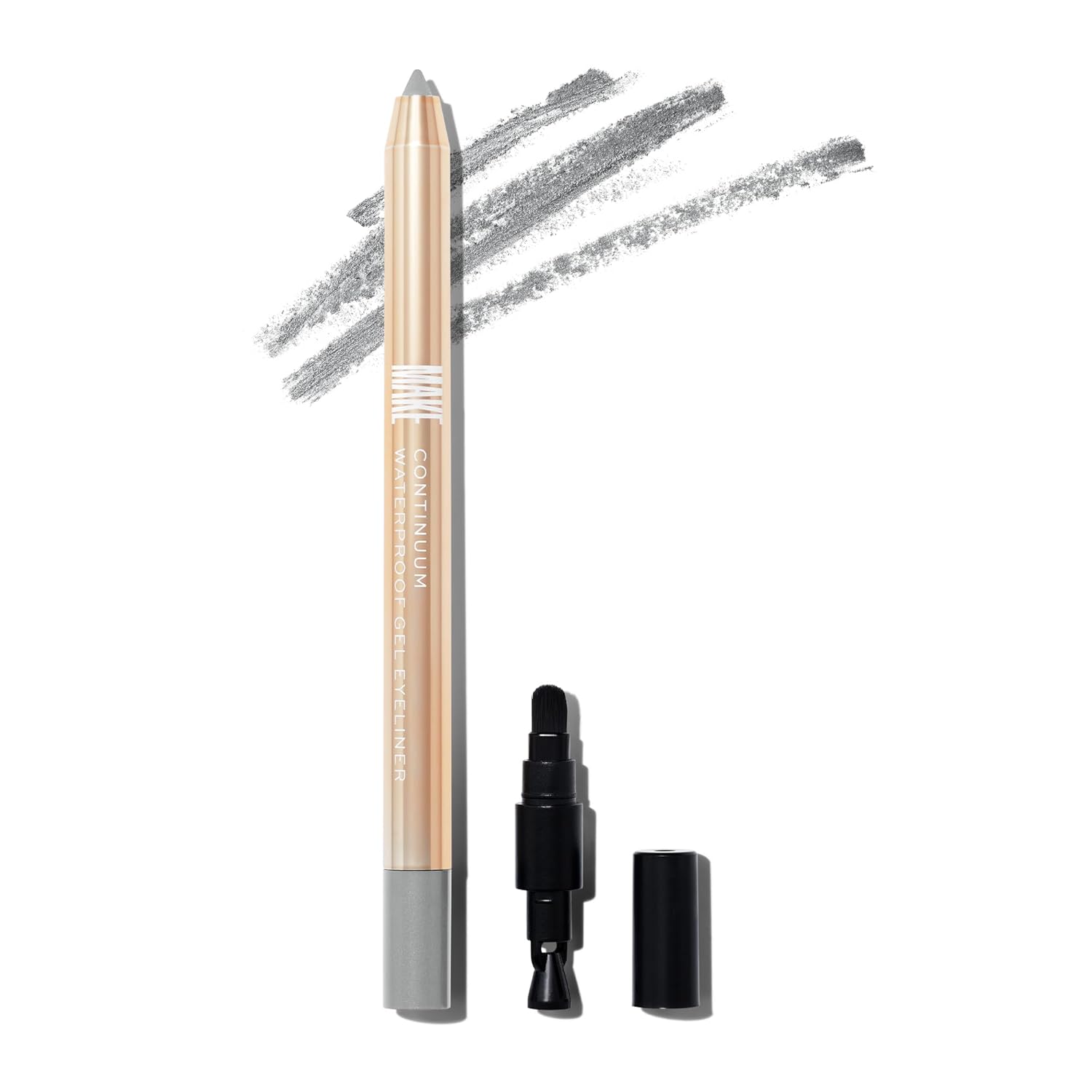 MAKE Beauty Continuum Waterproof Gel Eyeliner Pencil. Creamy, Pigmented Multi-Use, including Waterline with Built-in Sharpener and Blending Brush. Smudge-Proof Makeup. Shade - Interstellar, Silver-Velvo Beauty