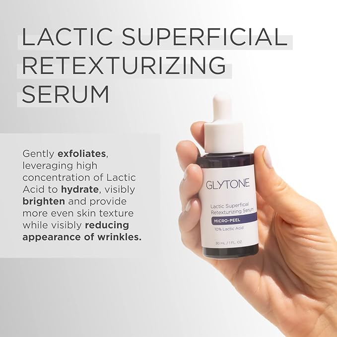 Glytone Micro-Peel Lactic Superficial Retexturizing Serum | Anti-Aging AHA Exfoliating Serum for Face with 10% Lactic Acid | Hydrates, Brightens & Reduces Wrinkles | Paraben-Free - 1 Fl oz-Velvo Beauty