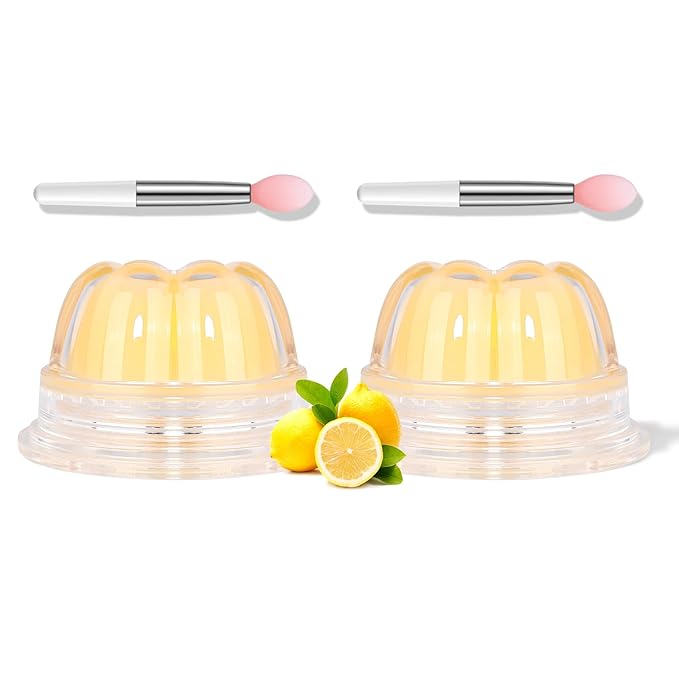 2Pc Jelly Lip Mask Overnight,Fruity Lemon Lip Sleeping Mask Day Night Repair Kawaii Lip Balm Hydrate Plump Dry Lip Scrubs Exfoliator,Lip Care Lip Moisturizer with Collagen-Lemon-Velvo Beauty