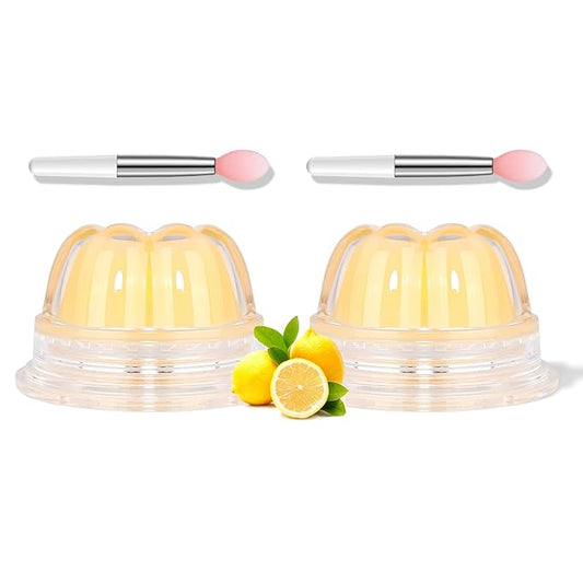 2Pc Jelly Lip Mask Overnight,Fruity Lemon Lip Sleeping Mask Day Night Repair Kawaii Lip Balm Hydrate Plump Dry Lip Scrubs Exfoliator,Lip Care Lip Moisturizer with Collagen-Lemon-Velvo Beauty