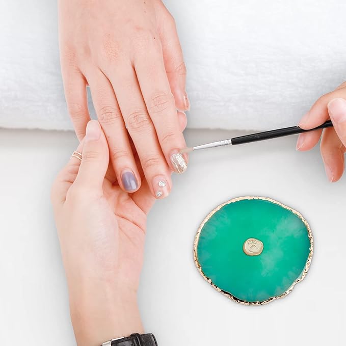 ZOOFOX 6 Pieces Resin Nail Art Palette, Nail Art Painting Mixed Color Palette with Gold Edge, Nail Gel Color Makeup Display Board-Velvo Beauty