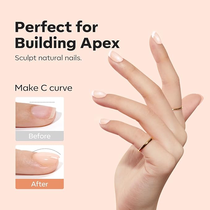 modelones Builder Nail Gel, 8-in-One Gold Shimmer Builder, Champagne Sparkle Glitter Rubber Color Base Gel Polish LED Lamp Cured, Apex Building Strengthener Extension for Home DIY Salon Girls-Velvo Beauty