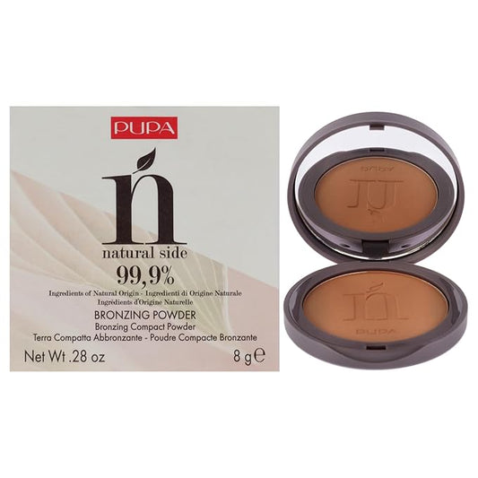 PUPA Milano Natural Side Bronzing Powder 002 Natural Bronze - Add Warmth and Glow to Skin - Easy Blending Bronzer Contour Makeup Powder to Brighten Complexion - Natural Formula - 0.28 oz-Velvo Beauty