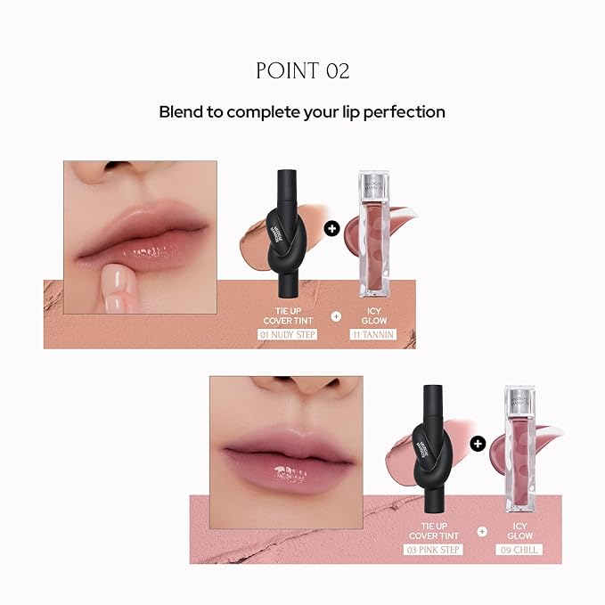 Tie Up Cover Tint - Waterproof & Long Lasting Lip Stain for Women - Korean Base Nude Tint Stick - Kbeauty Matte Gloss - Mood Color Changing (02 CORAL STEP, 0.2 Fl oz)-Velvo Beauty