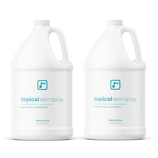 BRIOTECH Topical Skin Spray, Hypochlorous Acid for Sensitive Skin, HOCl Facial Mist, Full Body Support Against Irritation, Calm Redness, Soothe Foot & Scalp, 1 Gallon Refill (2 Pack)-Velvo Beauty