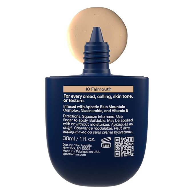 APOSTLE Reclaim Tinted Moisturizer for Men (10 Falmouth) - Niacinamide, Vitamin E, Squalane, Hyaluronic Acid, Tinted Face Moisturizer For Men. Hydrates, Evens Skin Tone, Reduces Fine Lines, 1 Fl. Oz.-Velvo Beauty