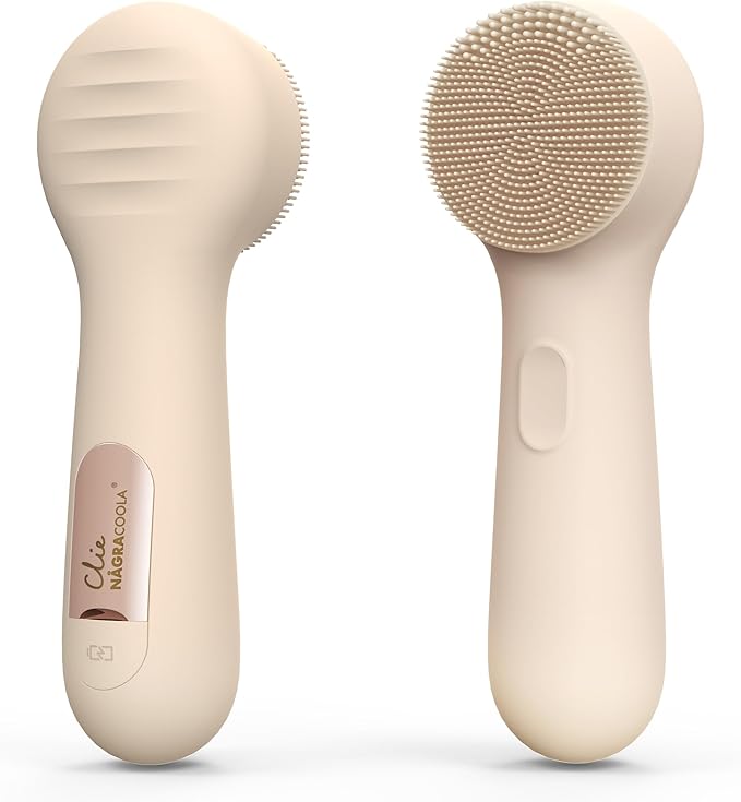 Silicone Face Scrubber, NågraCoola CLIE 2.0 Facial Cleansing Brush, Rechargeable, Waterproof Face Scrub Brush for Cleansing, Exfoliating, Massaging, Electric Facial Exfoliator for Women and Men - Oat-Velvo Beauty
