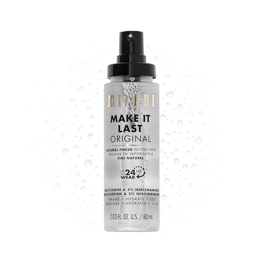 Milani Make It Last Original - Natural Finish Setting Spray 3-in-1 Setting Spray and Primer- Prime + Correct + Set Makeup Finishing Spray and Primer - Long Lasting Makeup Primer and Spray 2.03 Fl. Oz-Velvo Beauty