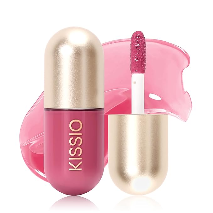 KISSIO Lip Plumper,Color Lip Plumper Gloss,Lip Enhancer,Plant Extracts Plumping Lip Serum,Moisturizing Lip Gloss for Fuller Lips and Hydrated Beauty Lips 5.5ml (04#Liqueur)-Velvo Beauty