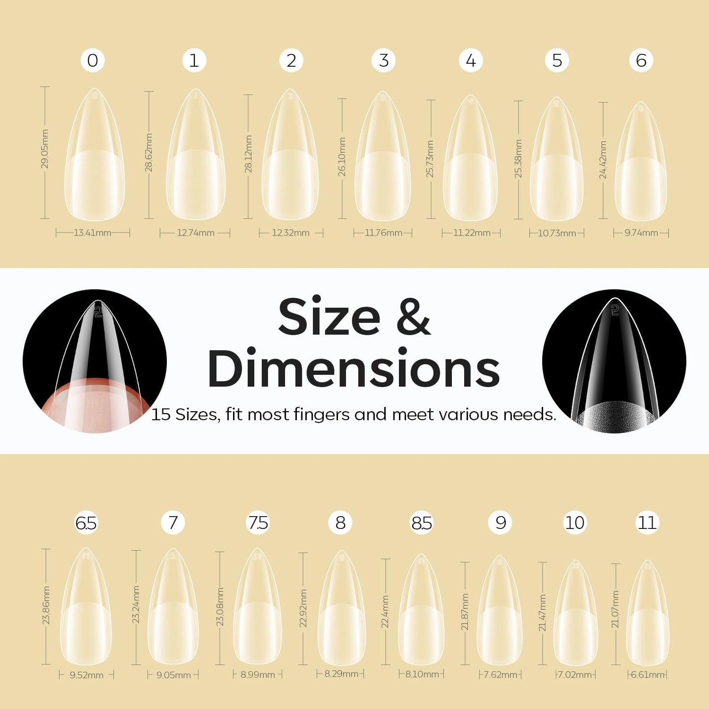 Modelones Medium Stiletto Fake Nail Tips - 510Pcs Gel Tips Pre-shaped Half Matte Full Cover Clear Acrylic Gel Kit False Press on Nails for Extension DIY Salon 15Sizes-Velvo Beauty