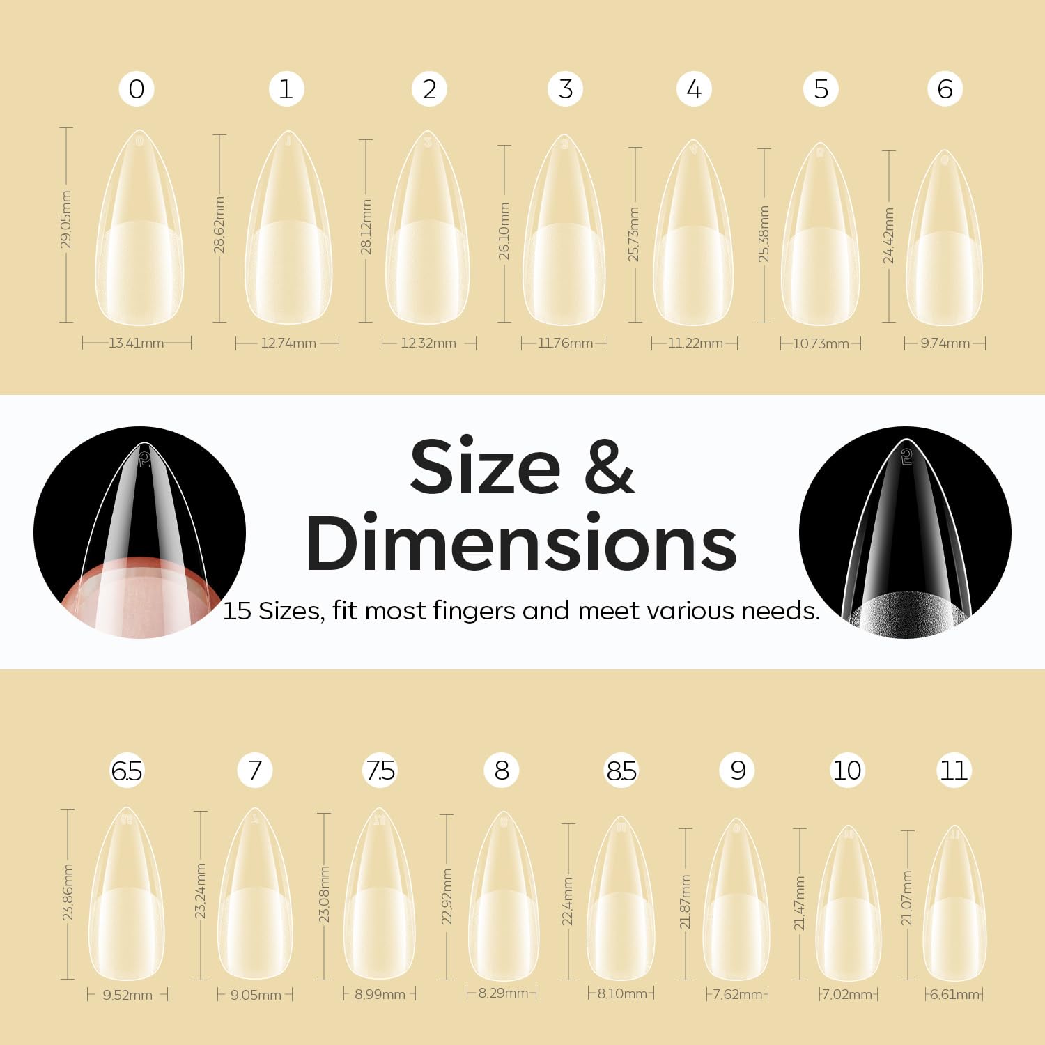 Modelones Medium Stiletto Fake Nail Tips - 510Pcs Gel Tips Pre-shaped Half Matte Full Cover Clear Acrylic Gel Kit False Press on Nails for Extension DIY Salon 15Sizes-Velvo Beauty