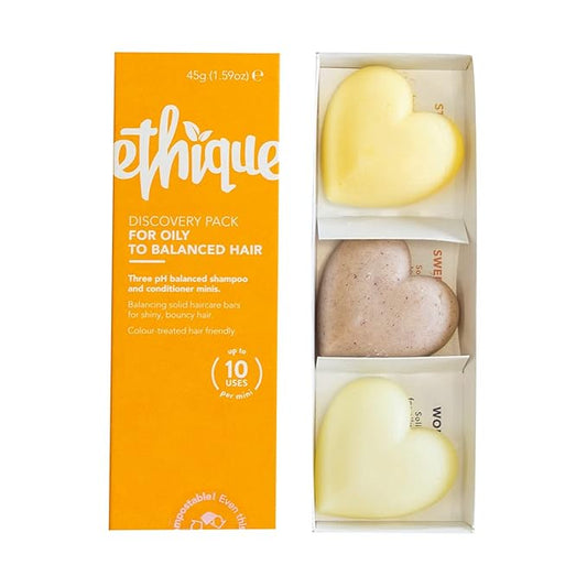 Ethique Discovery Pack for Oily Hair - Shampoo & Conditioner - Plastic-Free, Vegan, Cruelty-Free, Eco-Friendly, 3 Travel Bars, 1.59 oz (Pack of 1)-Velvo Beauty