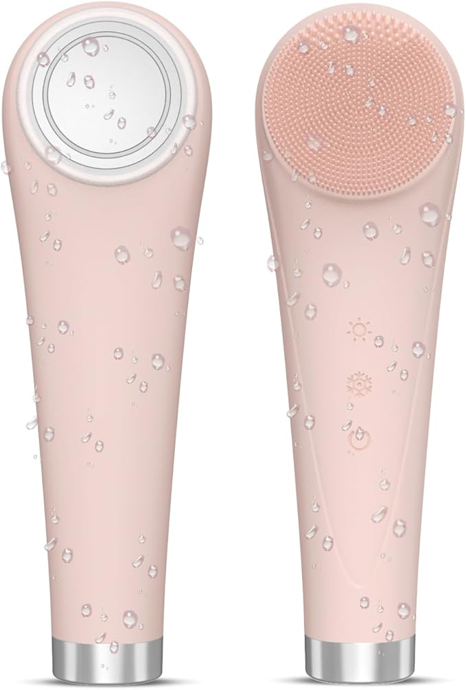 Facial Cleansing Brush,Silicone Face Scrubber,Pore Scrubber for Women Men,IPX7 Waterproof Exfoliating Face Brush,Rechargeable Electric Face Scrub,Pink-Velvo Beauty