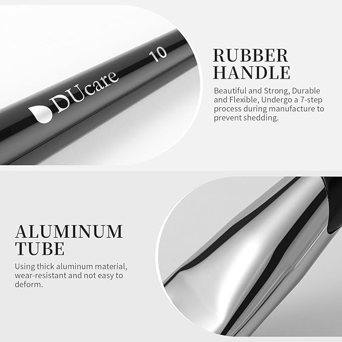 DUcare Foundation Brush Contour Bronzer Self Tanner Makeup Brushes for Liquid Makeup Flat Top Professional Buffing Blending Mineral Powder Face Brush, Black-Velvo Beauty