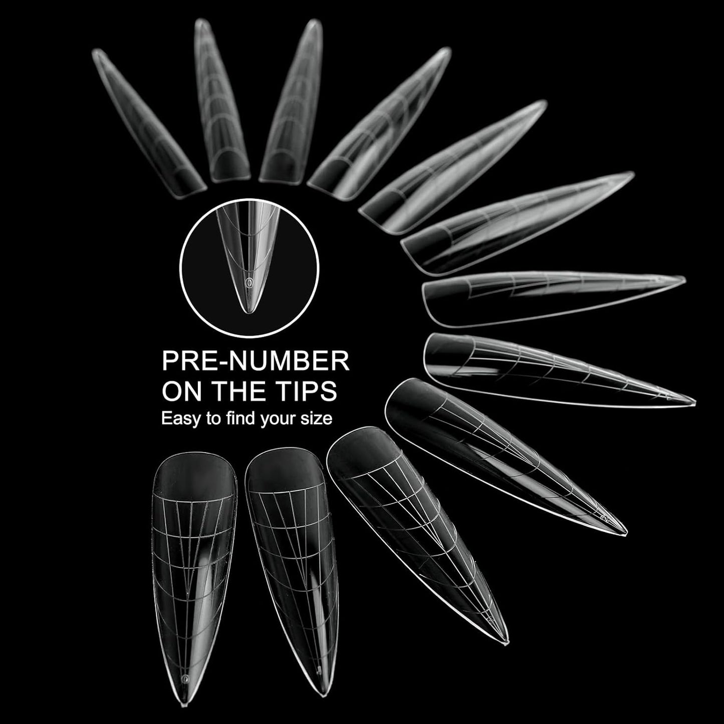 120Pcs Dual Nail Forms,Long Almond Extension Poly nail gel Nail Forms Full Cover Reusable Nail Molds 12 Sizes for Solid Nail Gel Glue Nail Art Design Salon&DIY(Extra Long Almond)-Velvo Beauty