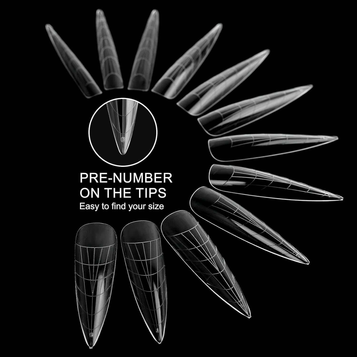 120Pcs Dual Nail Forms,Long Almond Extension Poly nail gel Nail Forms Full Cover Reusable Nail Molds 12 Sizes for Solid Nail Gel Glue Nail Art Design Salon&DIY(Extra Long Almond)-Velvo Beauty