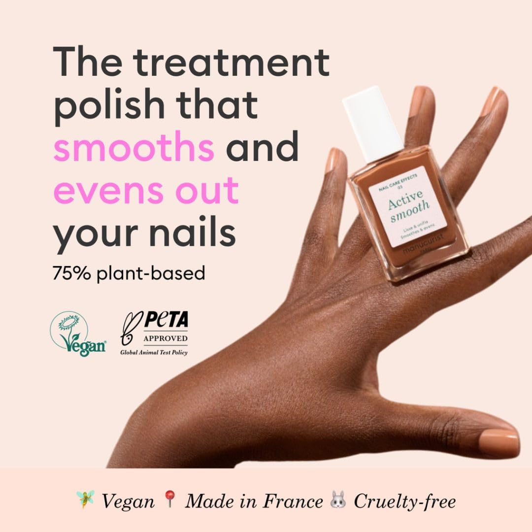 Manucurist Active Smooth™ 03 Nail Concealer Polish & Care - 2 in 1 Nude Nail Polish : Nail Strengthener and Growth - Nail Concealer - Ridge Filler for Nails - Natural Nail Polish - Bronze Finish-Velvo Beauty